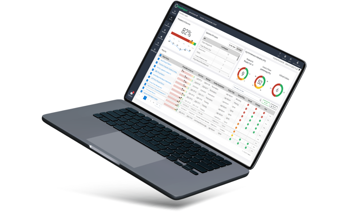 Health dashboard on laptop.