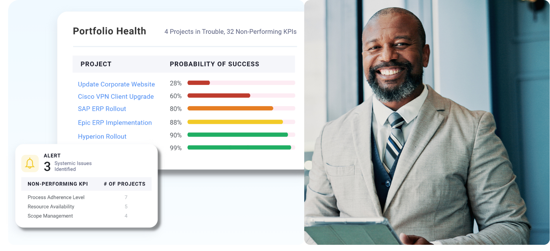 Professional standing in office setting.