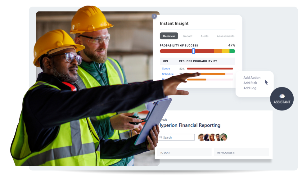 Two colleagues in a construction setting.