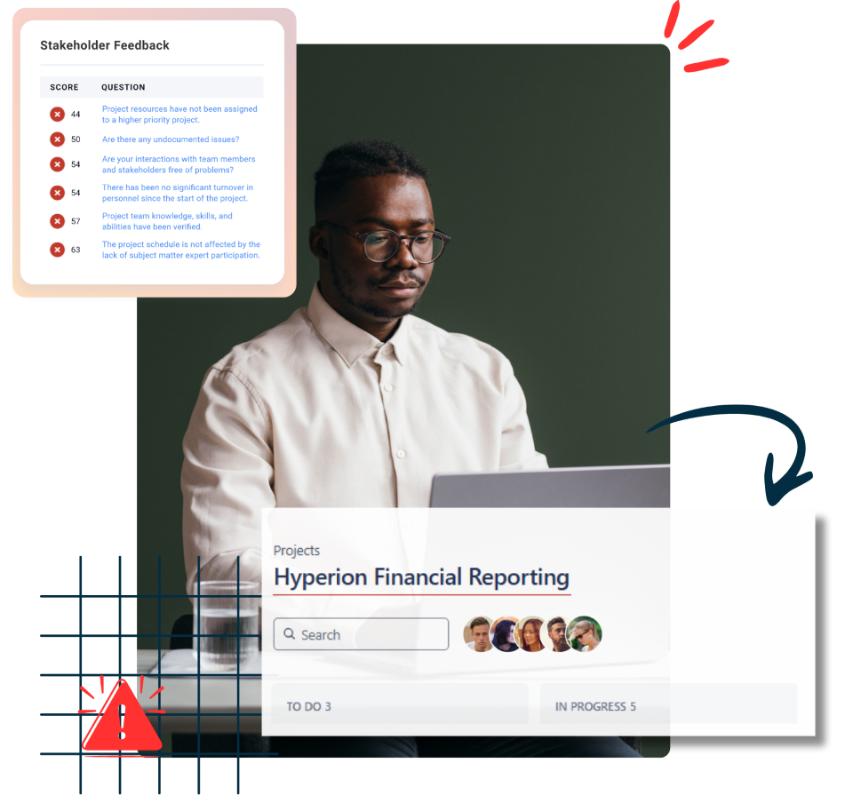 Professional working on a laptop at a desk.