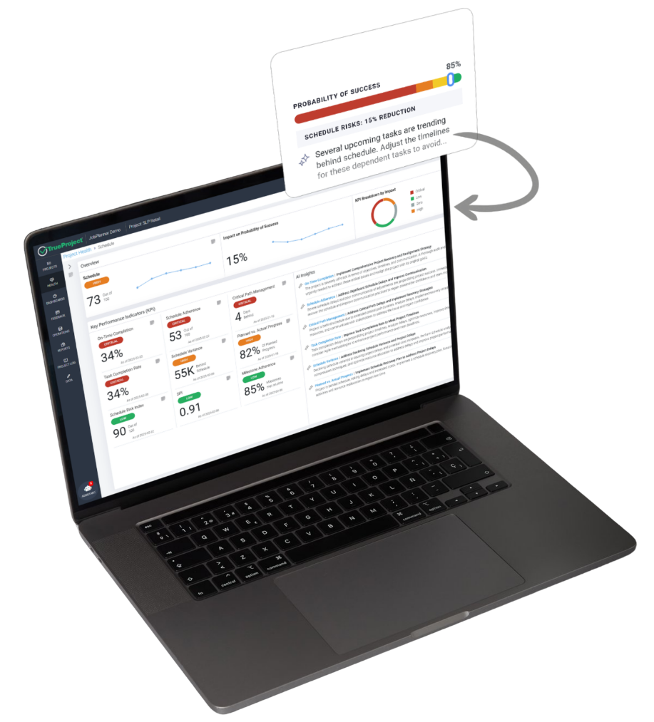 TrueProject on laptop screen.